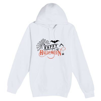 Happy Halloween Spiderweb Spooky Premium Pullover Hoodie