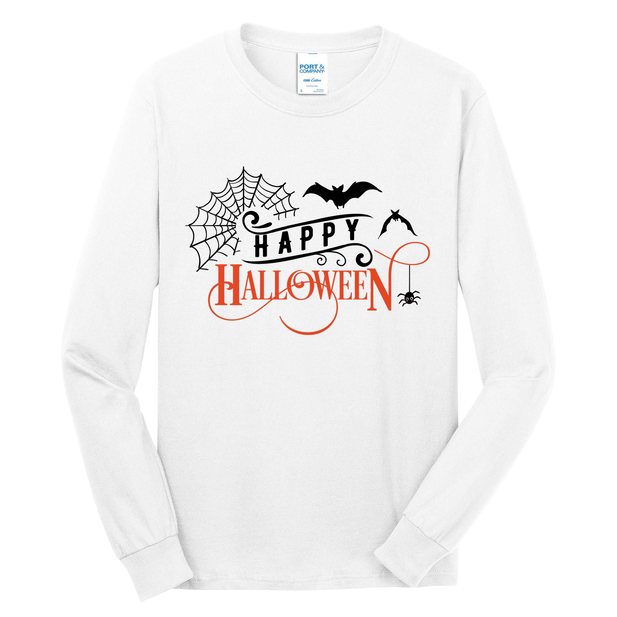 Happy Halloween Spiderweb Spooky Tall Long Sleeve T-Shirt