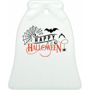 Happy Halloween Spiderweb Spooky Ceramic Bell Ornament