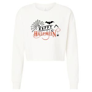 Happy Halloween Spiderweb Spooky Cropped Pullover Crew