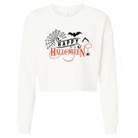 Happy Halloween Spiderweb Spooky Cropped Pullover Crew