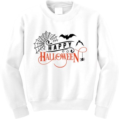 Happy Halloween Spiderweb Spooky Kids Sweatshirt
