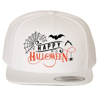 Happy Halloween Spiderweb Spooky Wool Snapback Cap