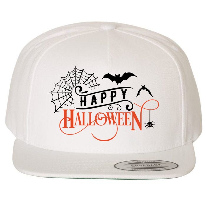 Happy Halloween Spiderweb Spooky Wool Snapback Cap