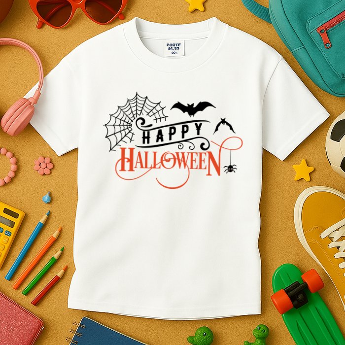 Happy Halloween Spiderweb Spooky Kids T-Shirt