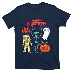 Happy Halloween Skeleton Pumpkin Ghost Cute Kids Boy Girls T-Shirt