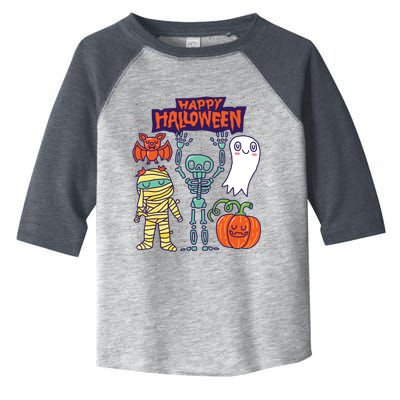 Happy Halloween Skeleton Pumpkin Ghost Cute Kids Boy Girls Toddler Fine Jersey T-Shirt