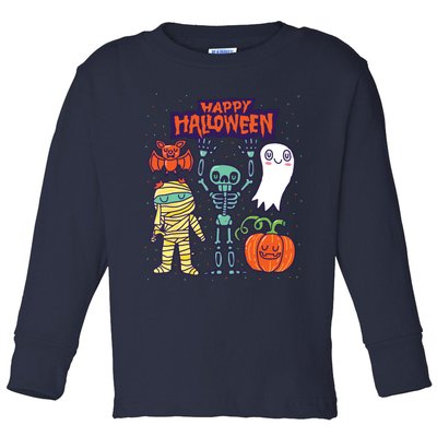 Happy Halloween Skeleton Pumpkin Ghost Cute Kids Boy Girls Toddler Long Sleeve Shirt