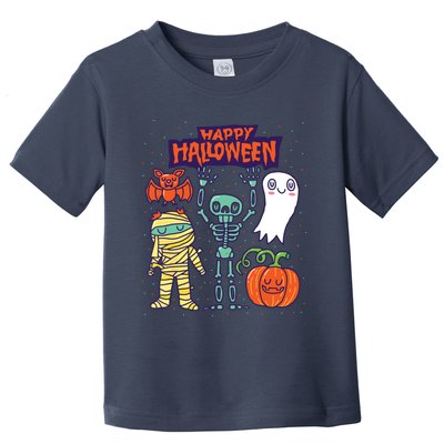 Happy Halloween Skeleton Pumpkin Ghost Cute Kids Boy Girls Toddler T-Shirt