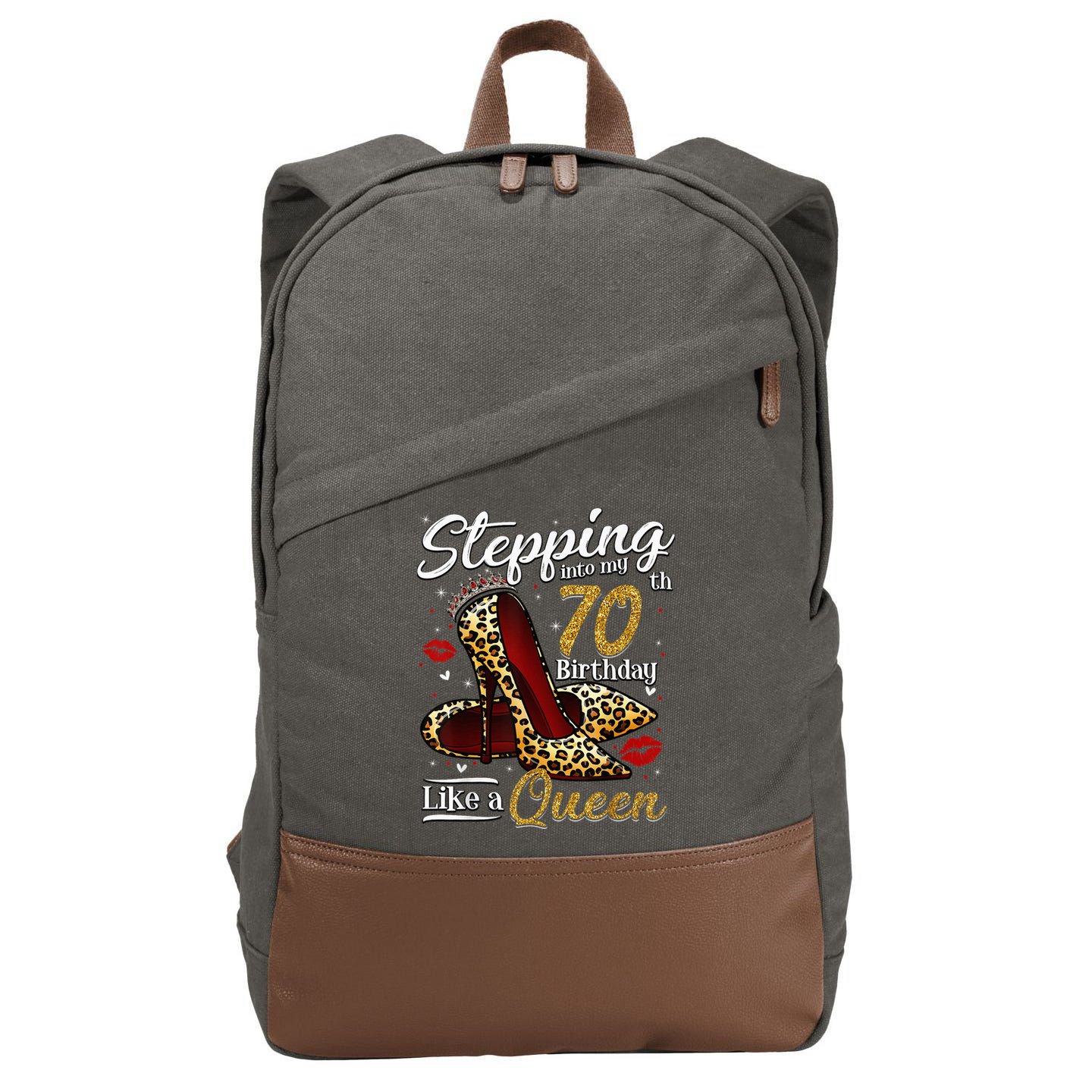 High Heels Stepping Into My 70th Birthday 70 and Fabulous Cotton Canvas Backpack
