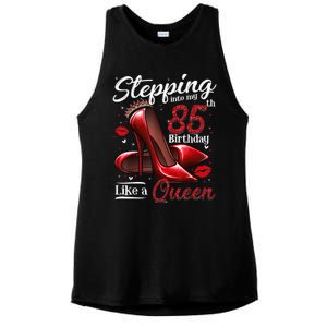 High Heels Stepping Into My 85th Birthday Present 85 and Fabulous Ladies PosiCharge Tri-Blend Wicking Tank