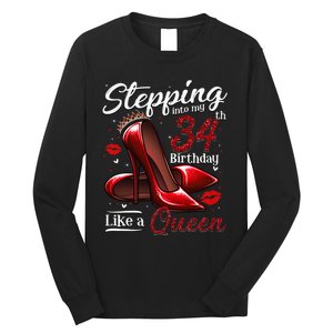 High Heels Stepping Into My 34th Birthday 34 And Fabulous Long Sleeve Shirt