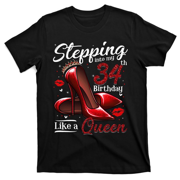 High Heels Stepping Into My 34th Birthday 34 And Fabulous T-Shirt