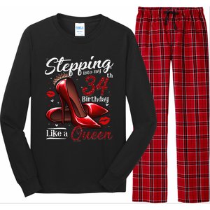 High Heels Stepping Into My 34th Birthday 34 And Fabulous Long Sleeve Pajama Set