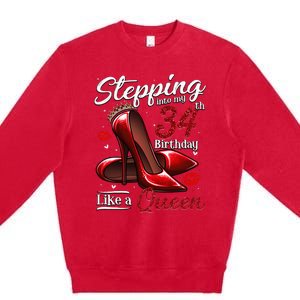 High Heels Stepping Into My 34th Birthday 34 And Fabulous Premium Crewneck Sweatshirt