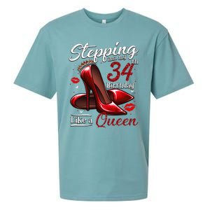 High Heels Stepping Into My 34th Birthday 34 And Fabulous Sueded Cloud Jersey T-Shirt