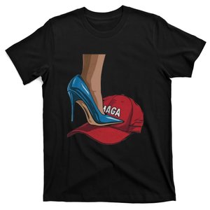 Harris Heels Stepping On Maga Hat Funny Harris Walz T-Shirt