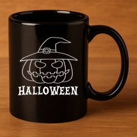 Happy Halloween Spooky Jack O Lantern 11oz C Handle Ceramic Mug