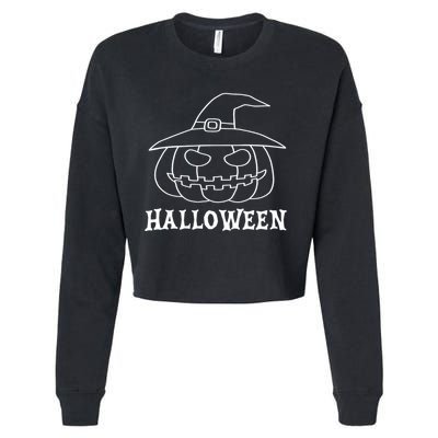 Happy Halloween Spooky Jack O Lantern Cropped Pullover Crew