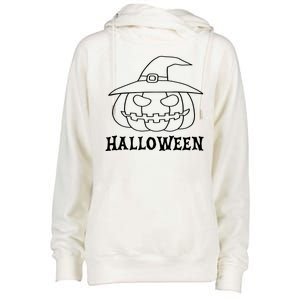 Happy Halloween Spooky Jack O Lantern Womens Funnel Neck Pullover Hood