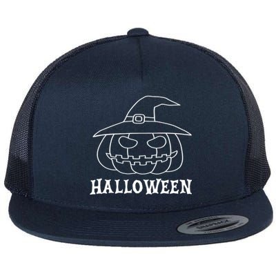 Happy Halloween Spooky Jack O Lantern Flat Bill Trucker Hat