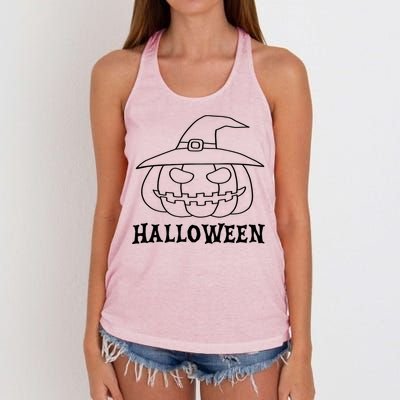 Happy Halloween Spooky Jack O Lantern Women's Knotted Racerback Tank