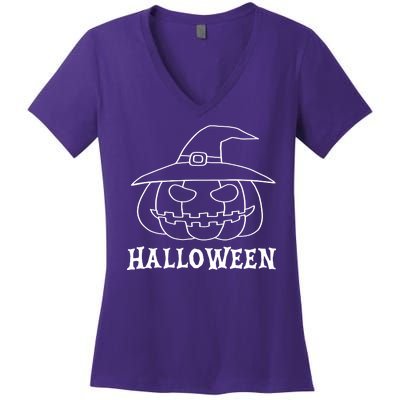 Happy Halloween Spooky Jack O Lantern Women's V-Neck T-Shirt