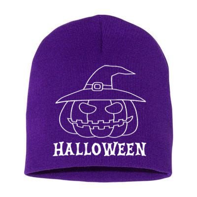 Happy Halloween Spooky Jack O Lantern Short Acrylic Beanie