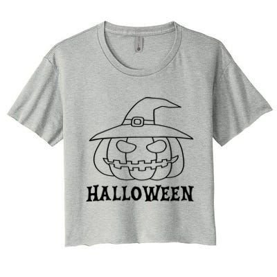 Happy Halloween Spooky Jack O Lantern Women's Crop Top Tee