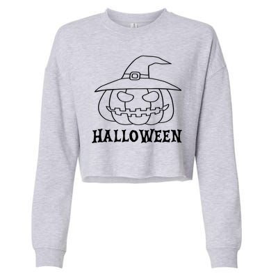 Happy Halloween Spooky Jack O Lantern Cropped Pullover Crew