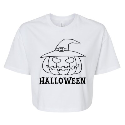 Happy Halloween Spooky Jack O Lantern Bella+Canvas Jersey Crop Tee