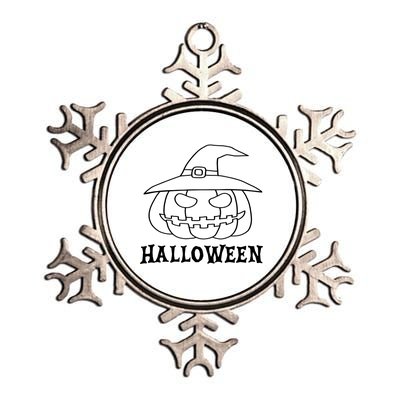 Happy Halloween Spooky Jack O Lantern Metallic Star Ornament