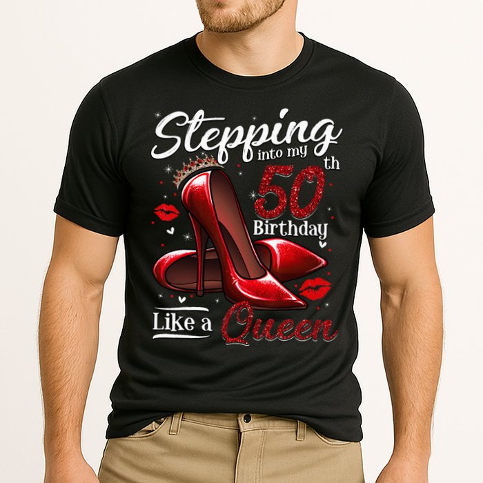High Heels Stepping Into My 50th Birthday 50 And Fabulous Cooling Performance Crew T-Shirt