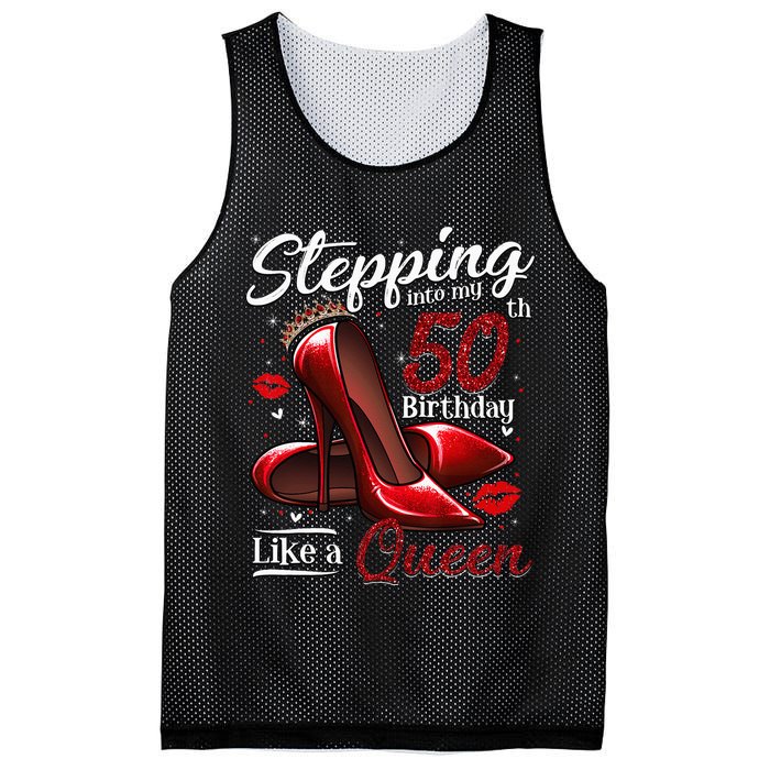 High Heels Stepping Into My 50th Birthday 50 And Fabulous Mesh Reversible Basketball Jersey Tank