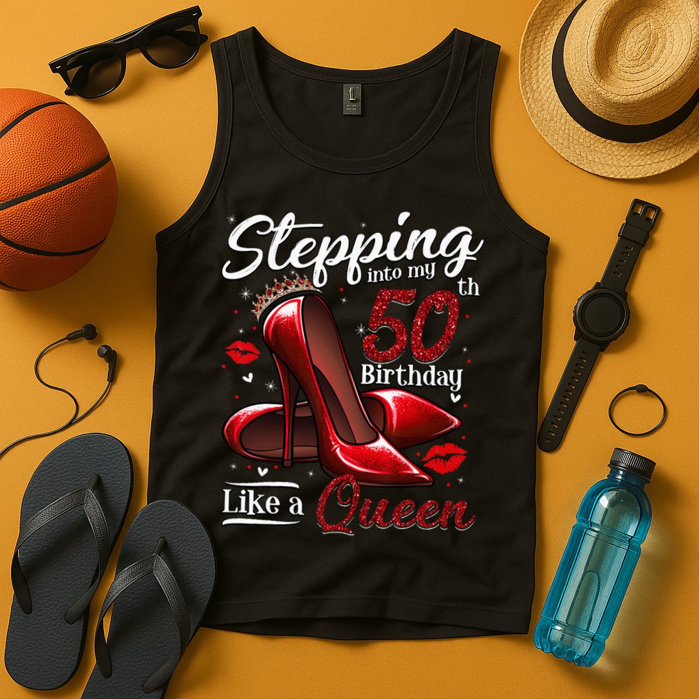High Heels Stepping Into My 50th Birthday 50 And Fabulous Tank Top