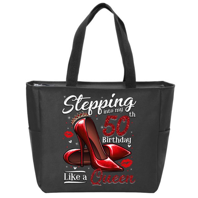 High Heels Stepping Into My 50th Birthday 50 And Fabulous Zip Tote Bag