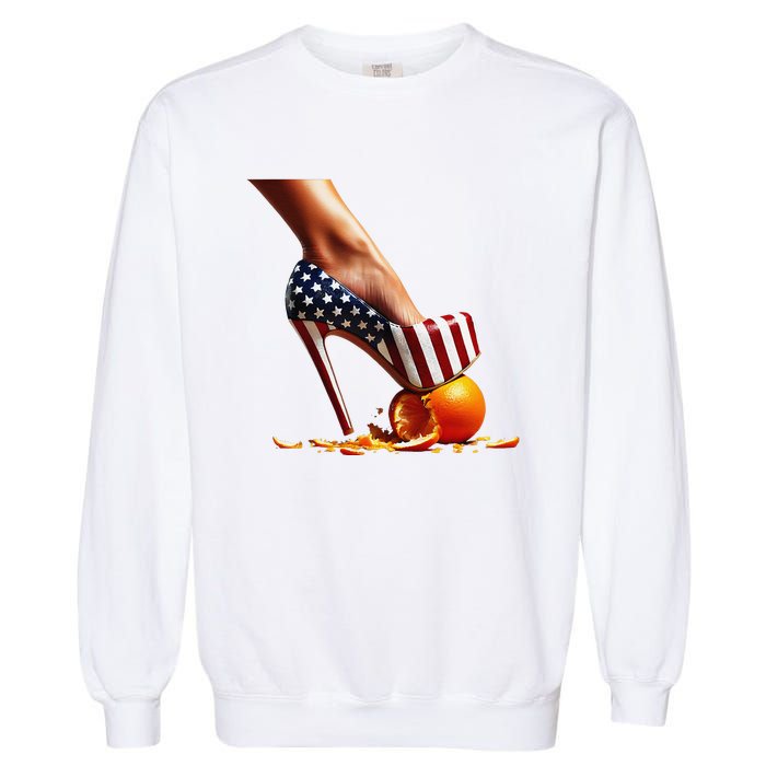 High Heels Squash Oranges; Kamala Harris Election Garment-Dyed Sweatshirt