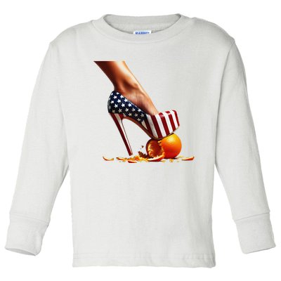 High Heels Squash Oranges; Kamala Harris Election Toddler Long Sleeve Shirt