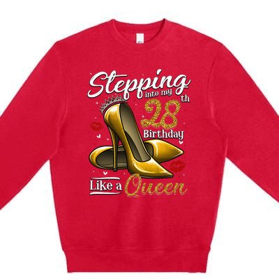 High Heels Stepping Into My 28th Birthday 28 And Fabulous Premium Crewneck Sweatshirt