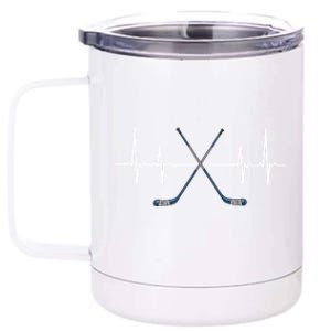 Heartbeat Hockey Stick Hockey Gift 12 oz Stainless Steel Tumbler Cup