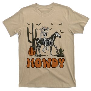 Halloween Howdy Skeleton With Horse And Cowboy Hat T-Shirt