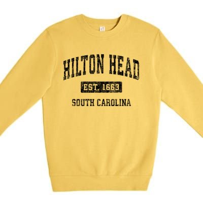 Hilton Head South Carolina Sc Vintage Established Sports Premium Crewneck Sweatshirt