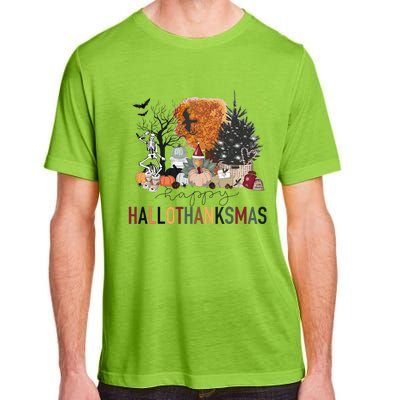 Happy Hallothanksmas Skeleton Turkey Christmas Halloween Adult ChromaSoft Performance T-Shirt