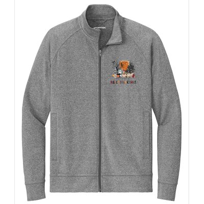 Happy Hallothanksmas Skeleton Turkey Christmas Halloween Stretch Full-Zip Cadet Jacket