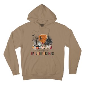 Happy Hallothanksmas Skeleton Turkey Christmas Halloween Hoodie