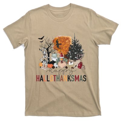 Happy Hallothanksmas Skeleton Turkey Christmas Halloween T-Shirt