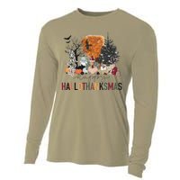 Happy Hallothanksmas Skeleton Turkey Christmas Halloween Cooling Performance Long Sleeve Crew