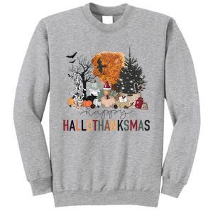 Happy Hallothanksmas Skeleton Turkey Christmas Halloween Sweatshirt