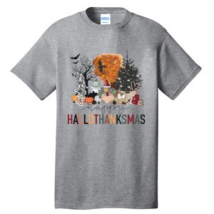 Happy Hallothanksmas Skeleton Turkey Christmas Halloween Tall T-Shirt