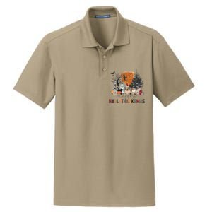 Happy Hallothanksmas Skeleton Turkey Christmas Halloween Dry Zone Grid Polo